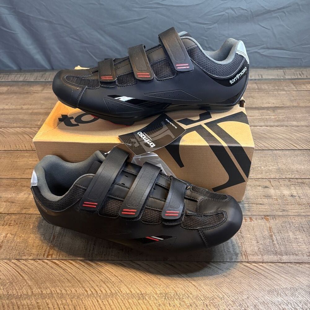 NIB Sz 11 US Tommaso Strada 200 Black Cycling Shoes Road Bike Men's Peleton
